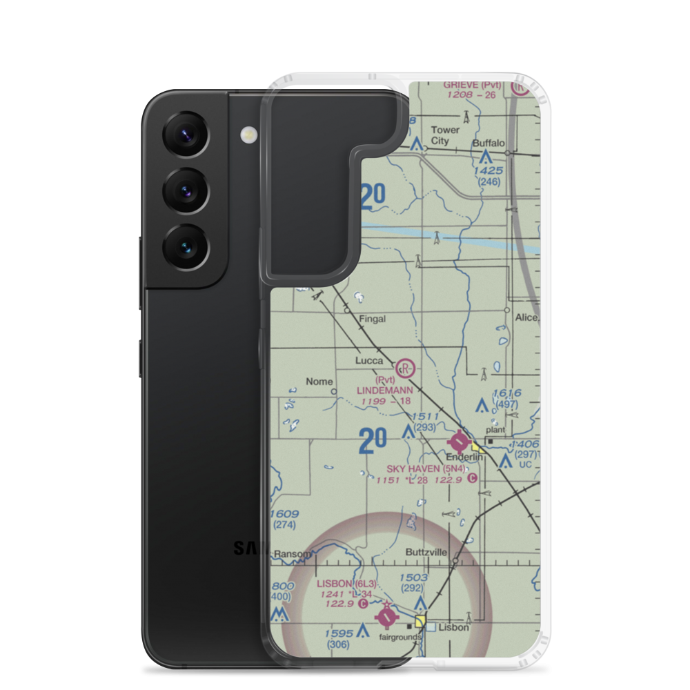 Lindemann Airport (ND35) VFR Sectional Samsung Case Samsung Galaxy S22 model shown