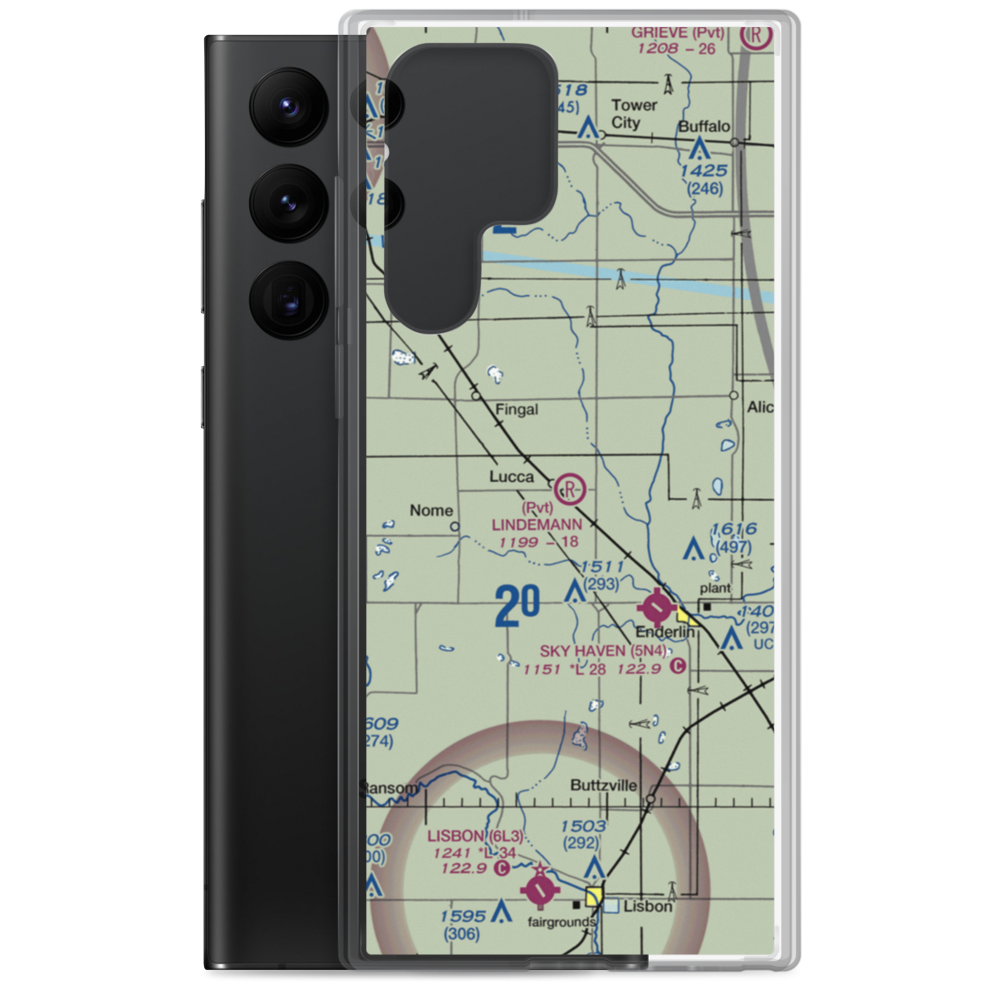 Lindemann Airport (ND35) VFR Sectional Samsung Case Samsung Galaxy S22 Ultra model shown