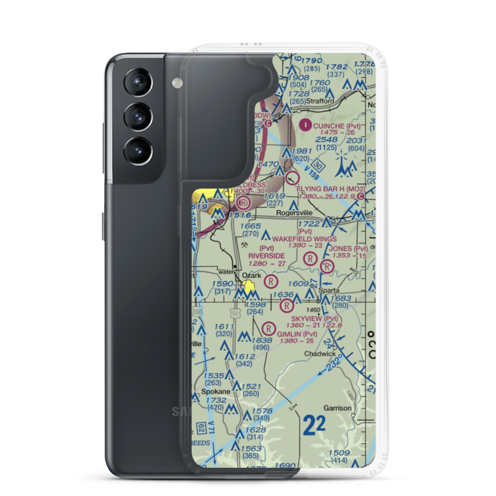 Linden Air Airport (MO66) VFR Sectional Samsung Case Samsung Galaxy S21 model shown
