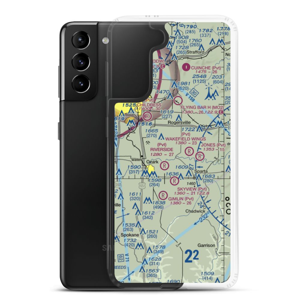 Linden Air Airport (MO66) VFR Sectional Samsung Case Samsung Galaxy S21 Plus model shown