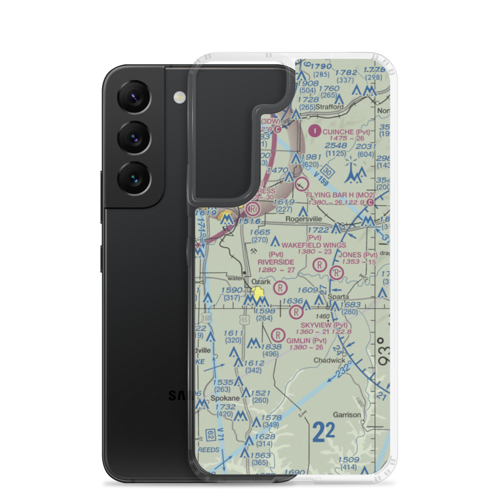 Linden Air Airport (MO66) VFR Sectional Samsung Case Samsung Galaxy S22 model shown