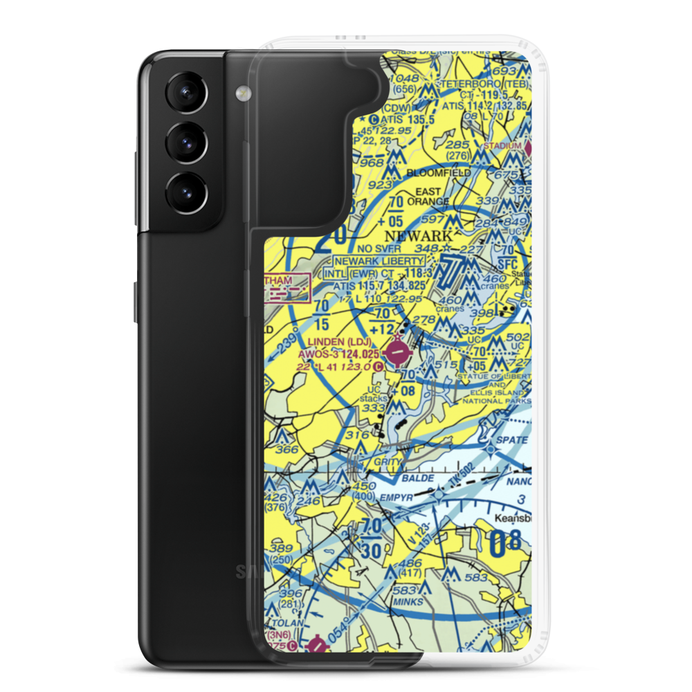 Linden Airport (LDJ) VFR Sectional Samsung Case Samsung Galaxy S21 Plus model shown