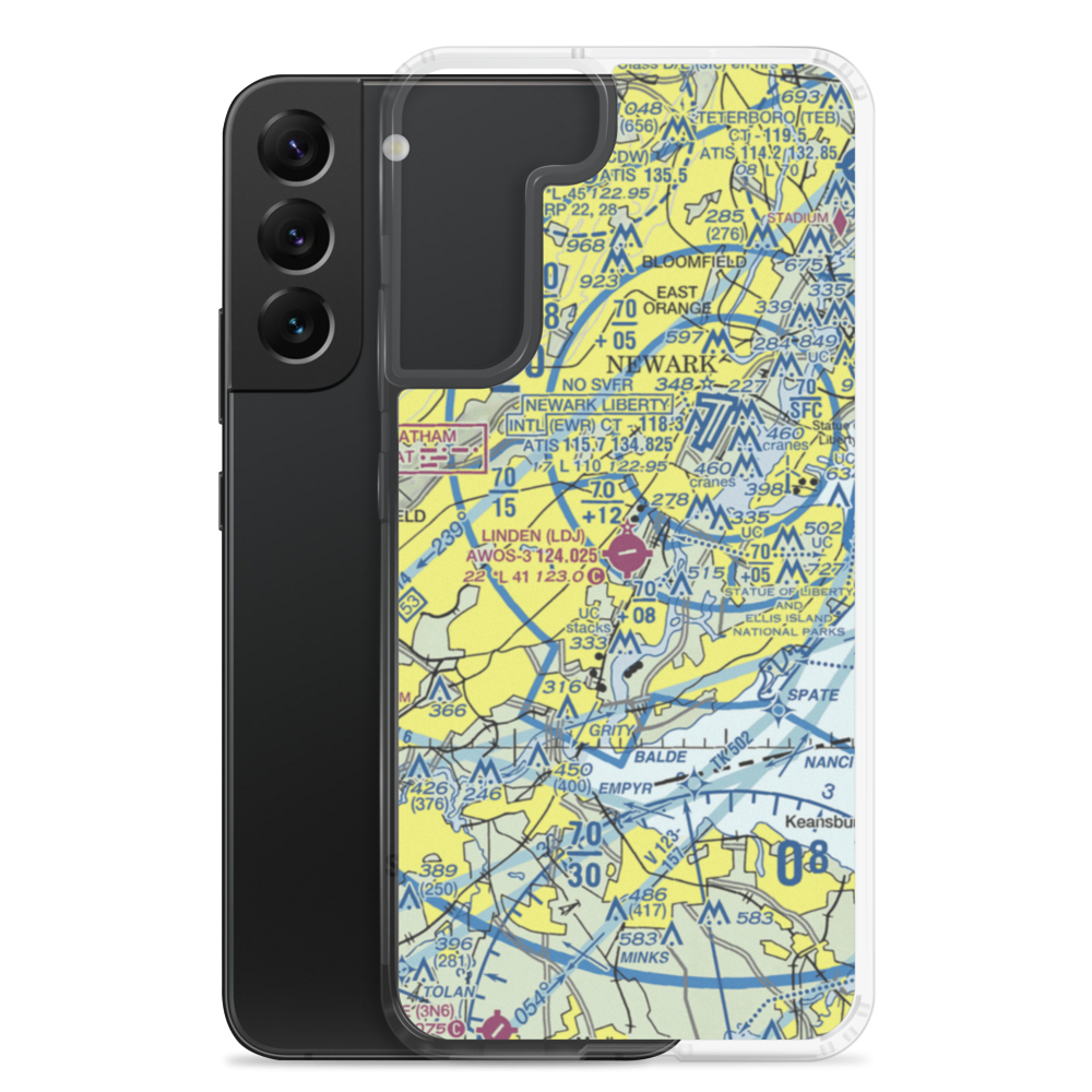 Linden Airport (LDJ) VFR Sectional Samsung Case Samsung Galaxy S22 Plus model shown