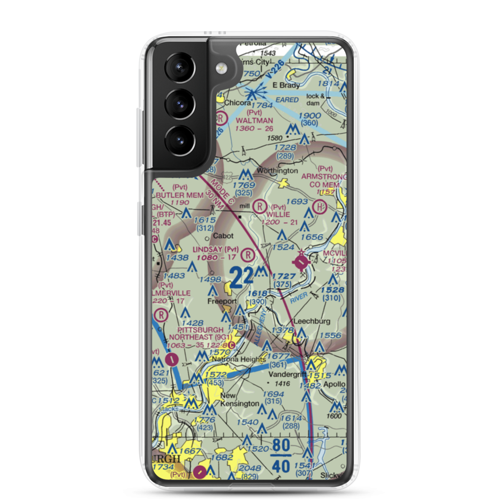 Lindsay Airport (PN25) VFR Sectional Samsung Case Samsung Galaxy S21 Plus model shown