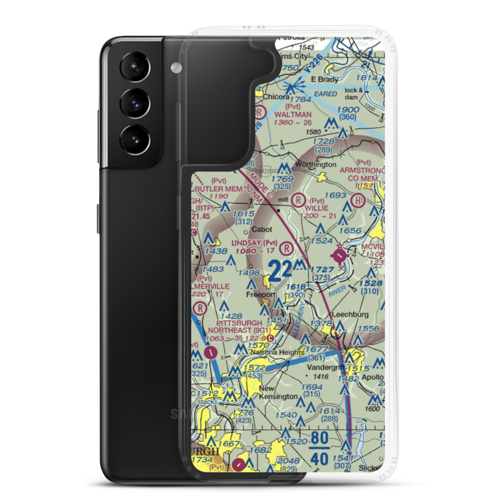 Lindsay Airport (PN25) VFR Sectional Samsung Case Samsung Galaxy S21 Plus model shown