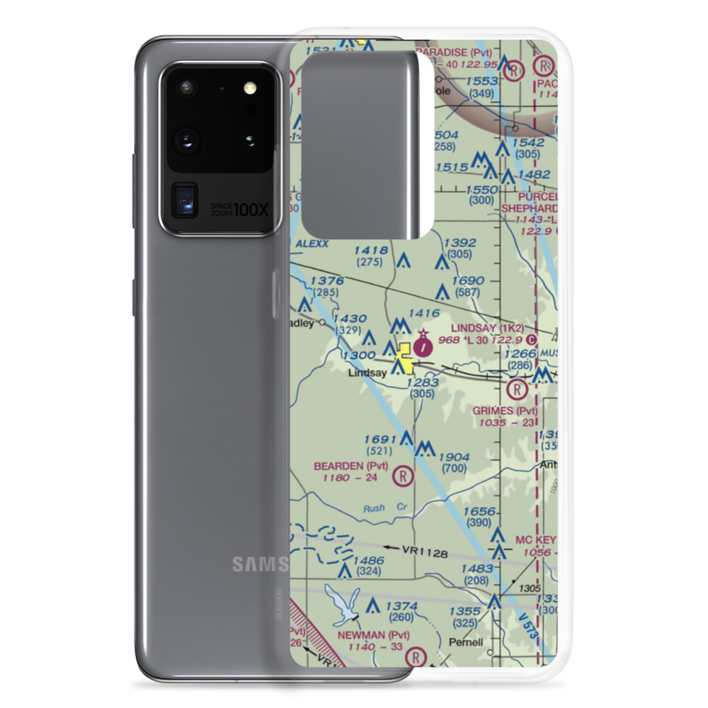 Lindsay Municipal Airport (1K2) VFR Sectional Samsung Case Samsung Galaxy S20 Ultra model shown