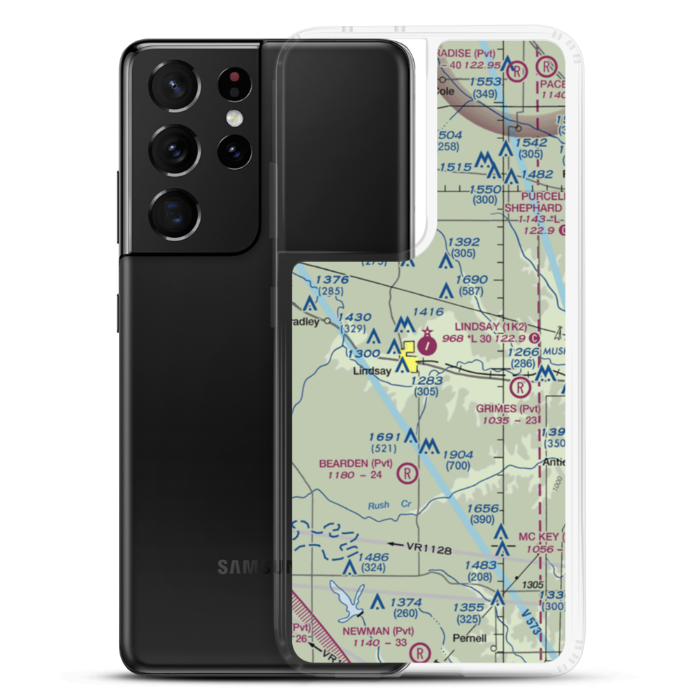 Lindsay Municipal Airport (1K2) VFR Sectional Samsung Case Samsung Galaxy S21 Ultra model shown