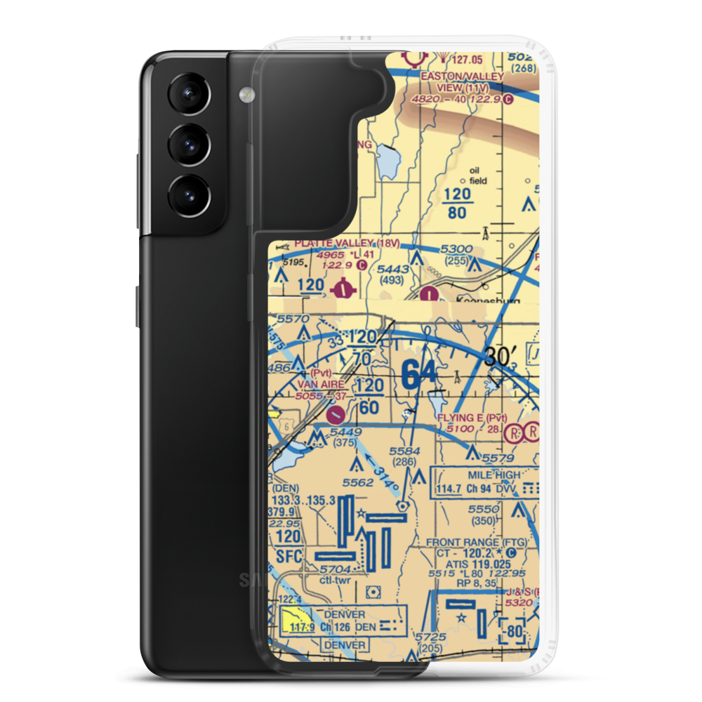 Lindys Airpark (7CO3) VFR Sectional Samsung Case Samsung Galaxy S21 Plus model shown