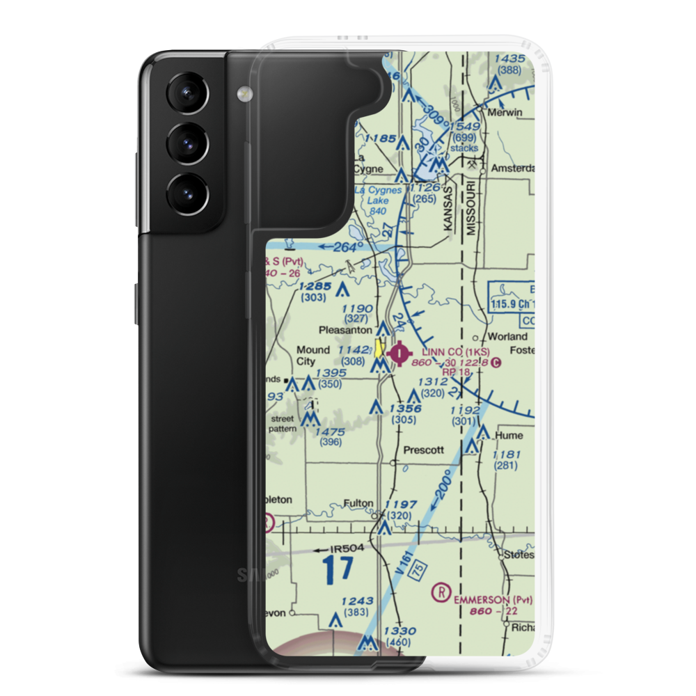 Linn County Airport (1KS) VFR Sectional Samsung Case Samsung Galaxy S21 Plus model shown