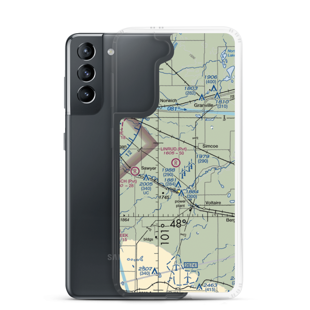 Linrud Airstrip (NA13) VFR Sectional Samsung Case Samsung Galaxy S21 model shown
