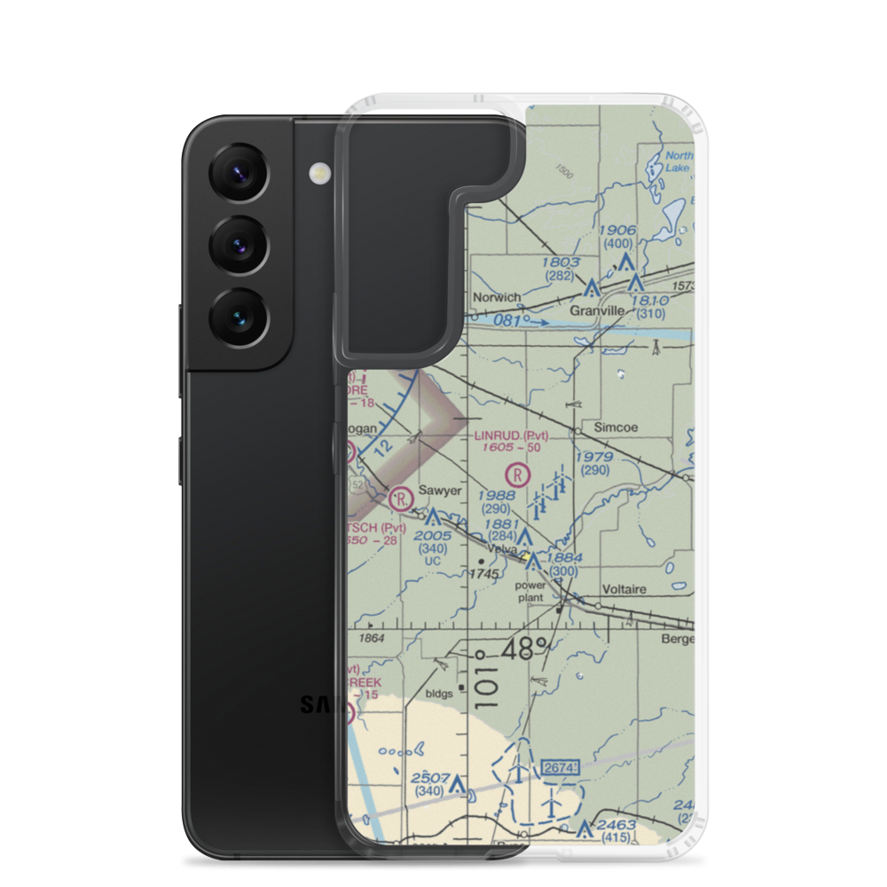 Linrud Airstrip (NA13) VFR Sectional Samsung Case Samsung Galaxy S22 model shown
