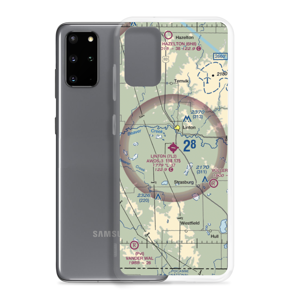 Linton Municipal Airport (7L2) VFR Sectional Samsung Case Samsung Galaxy S20 Plus model shown