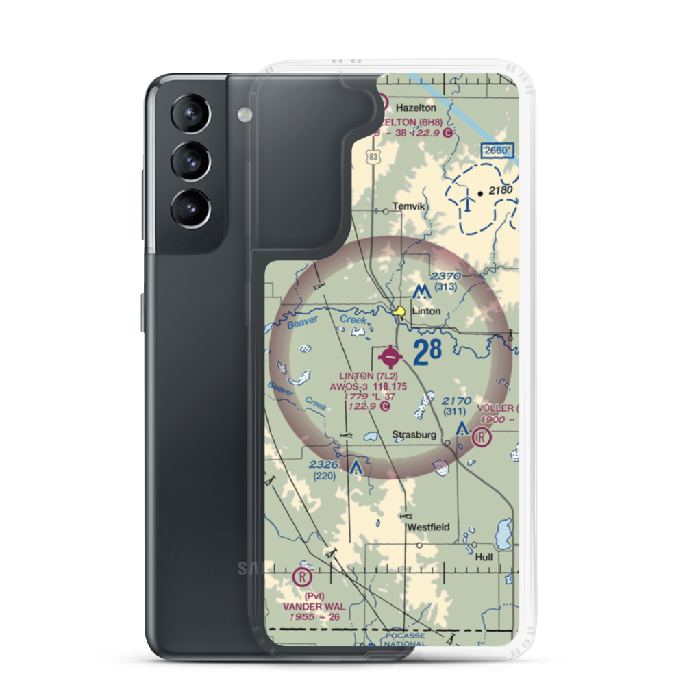 Linton Municipal Airport (7L2) VFR Sectional Samsung Case Samsung Galaxy S21 model shown