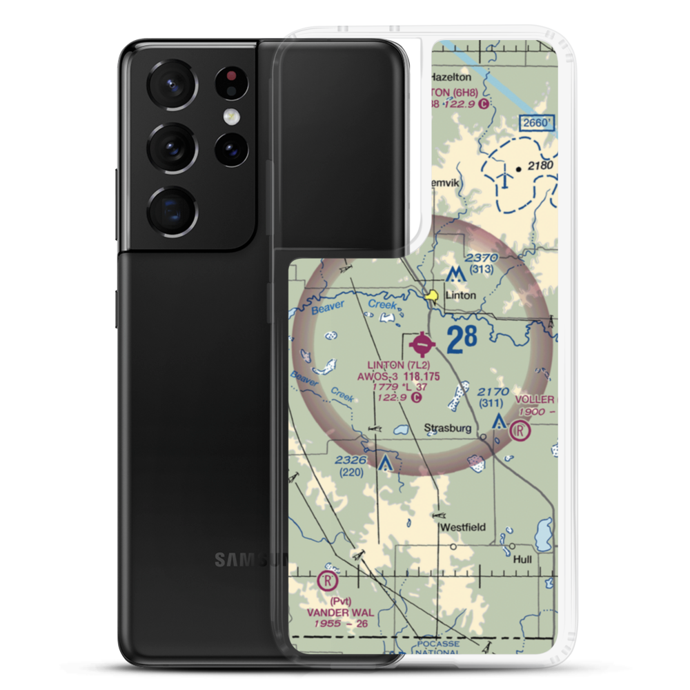 Linton Municipal Airport (7L2) VFR Sectional Samsung Case Samsung Galaxy S21 Ultra model shown