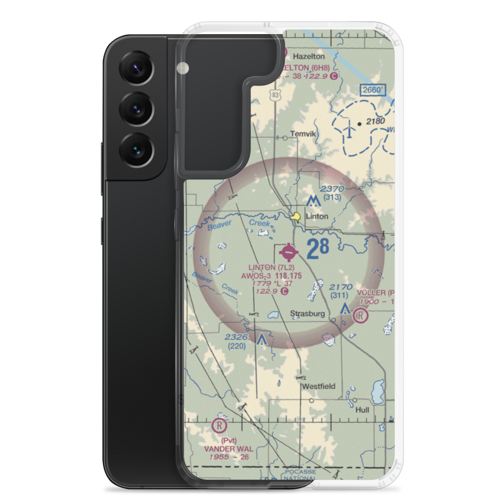 Linton Municipal Airport (7L2) VFR Sectional Samsung Case Samsung Galaxy S22 Plus model shown