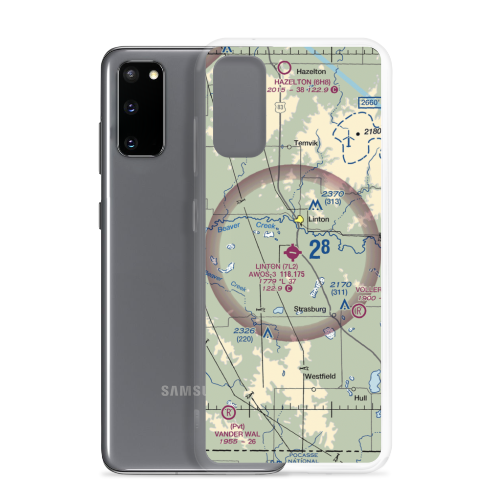 Linton Municipal Airport (7L2) VFR Sectional Samsung Case Samsung Galaxy S20 model shown