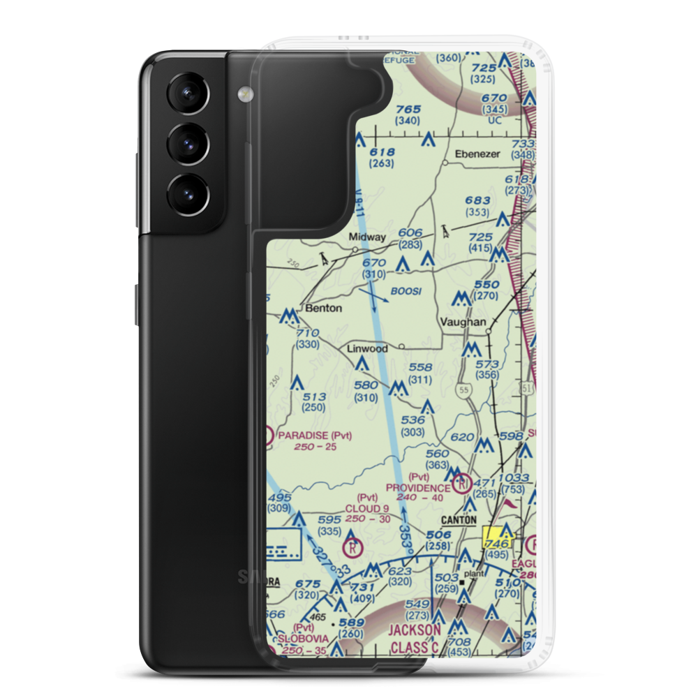 Linwood Airport (MS06) VFR Sectional Samsung Case Samsung Galaxy S21 Plus model shown