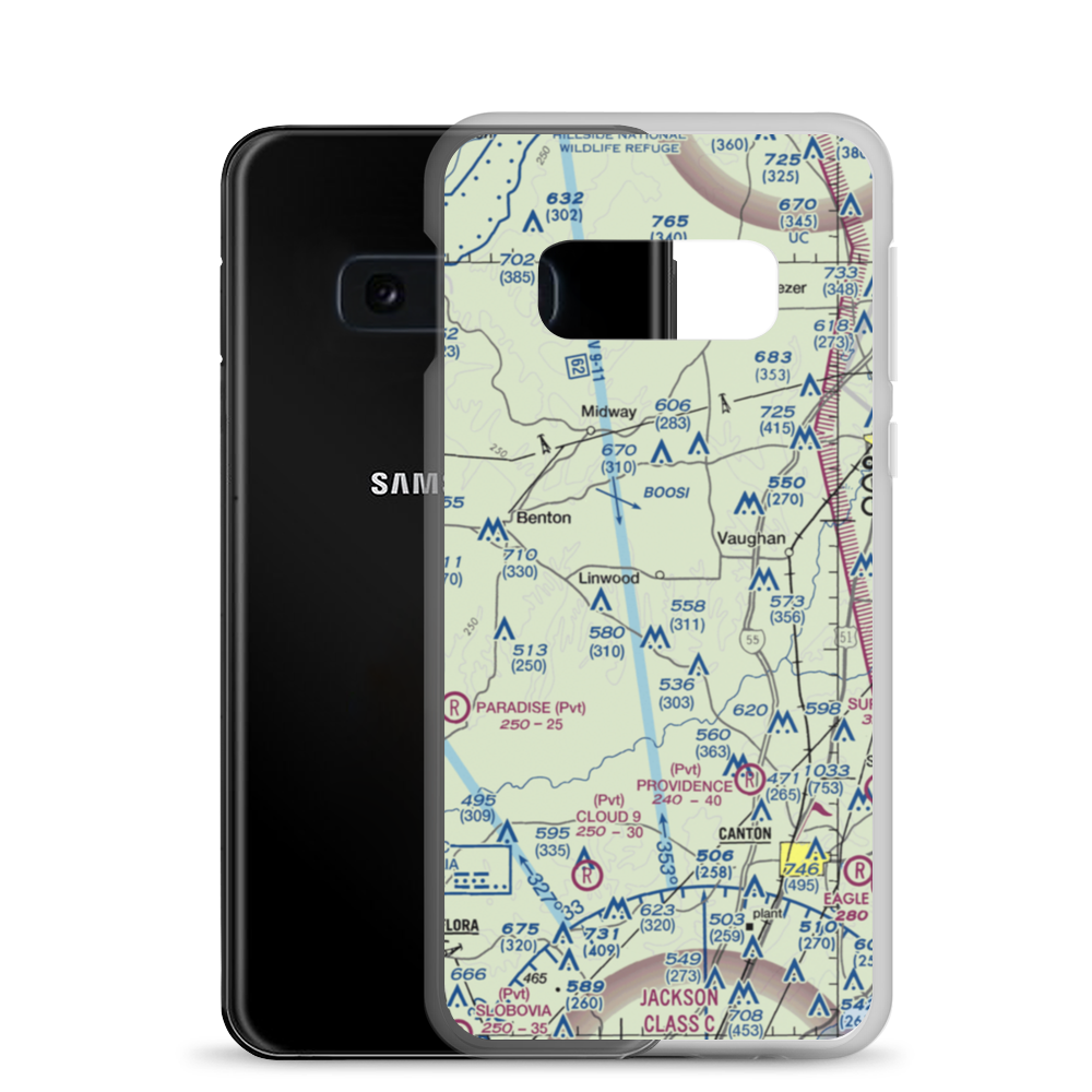 Linwood Airport (MS06) VFR Sectional Samsung Case Samsung Galaxy S10e model shown