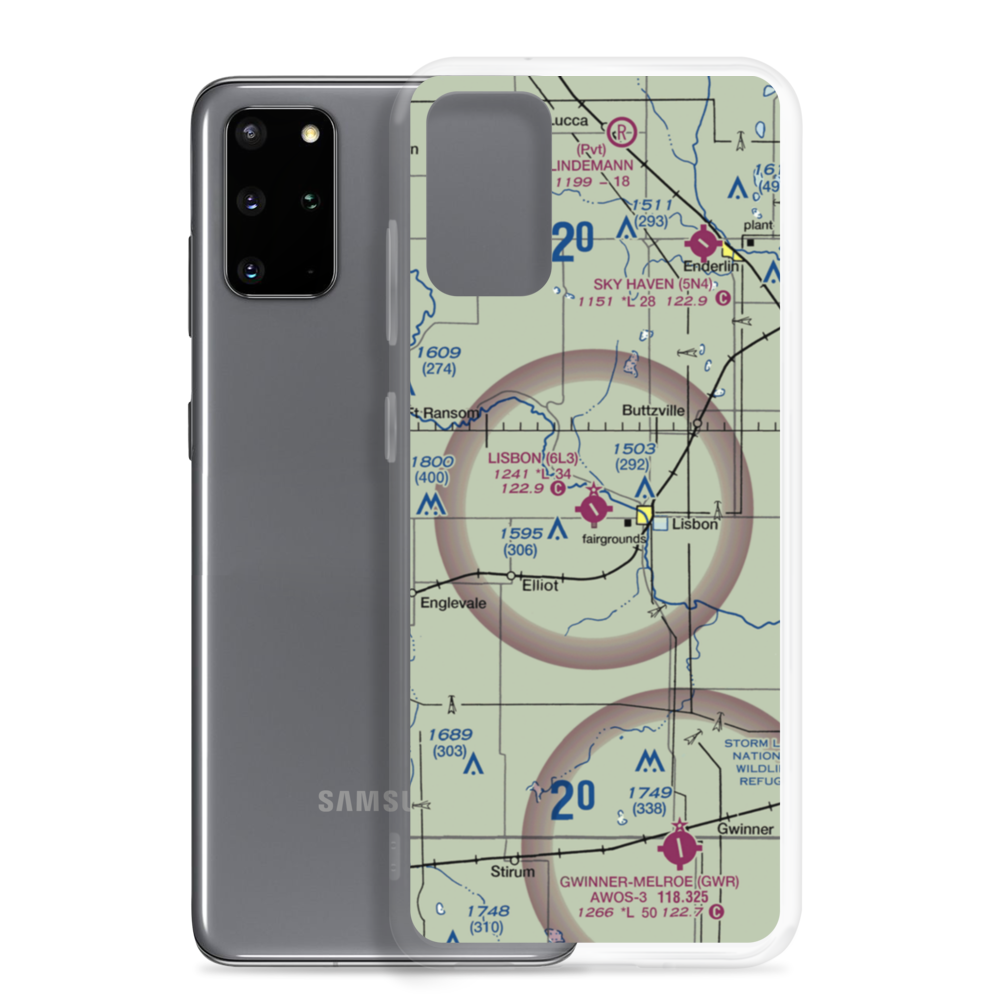 Lisbon Municipal Airport (6L3) VFR Sectional Samsung Case Samsung Galaxy S20 Plus model shown