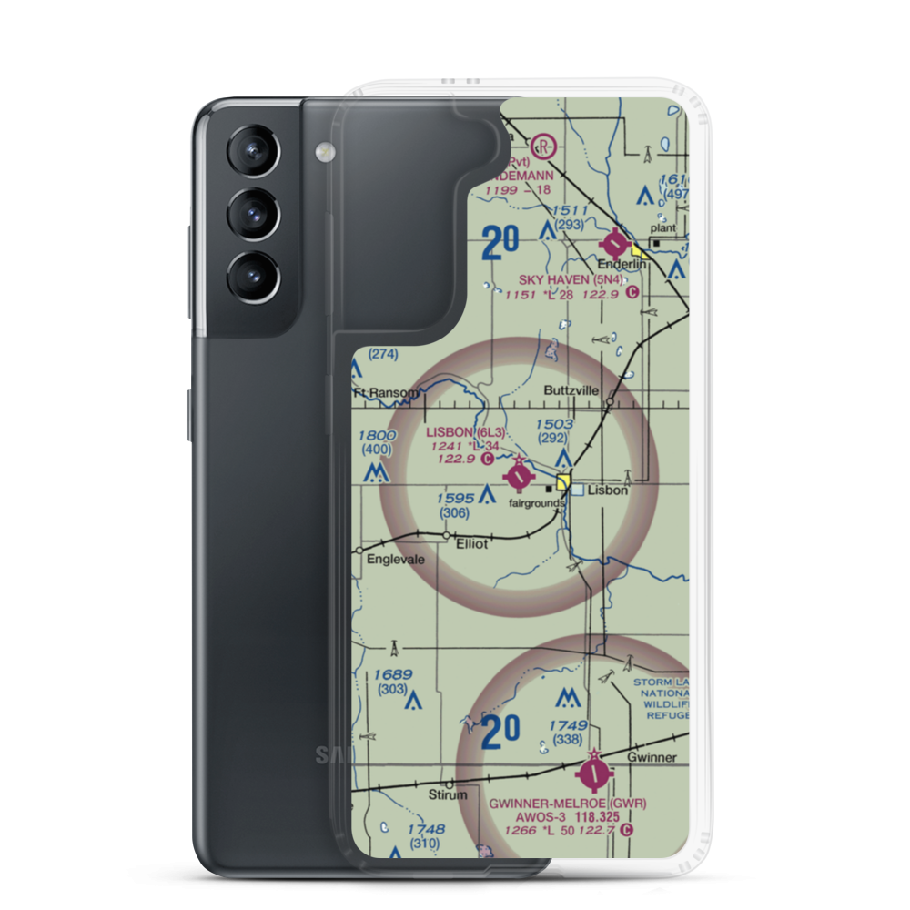 Lisbon Municipal Airport (6L3) VFR Sectional Samsung Case Samsung Galaxy S21 model shown