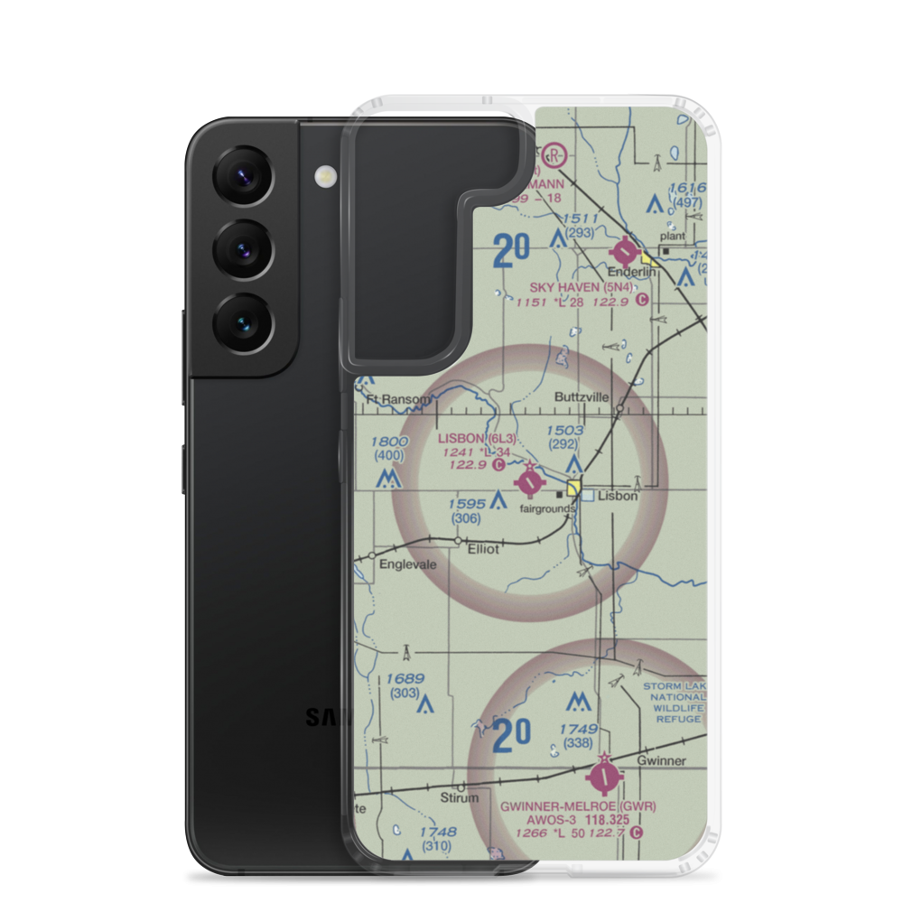 Lisbon Municipal Airport (6L3) VFR Sectional Samsung Case Samsung Galaxy S22 model shown