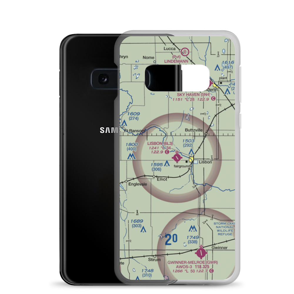 Lisbon Municipal Airport (6L3) VFR Sectional Samsung Case Samsung Galaxy S10e model shown