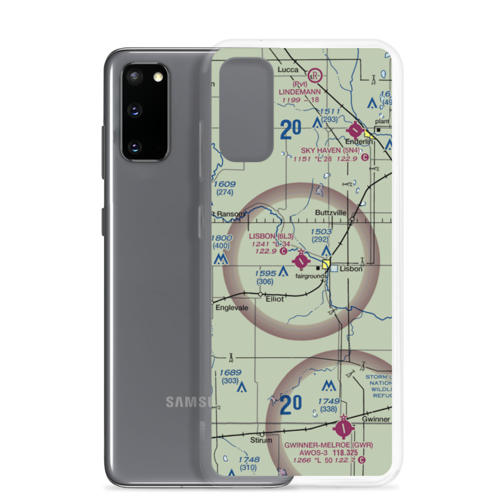 Lisbon Municipal Airport (6L3) VFR Sectional Samsung Case Samsung Galaxy S20 model shown