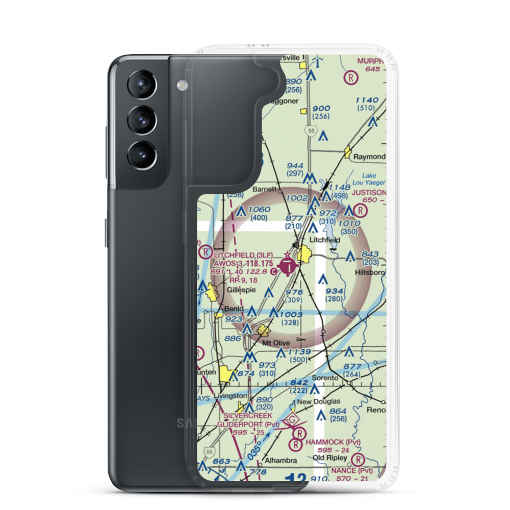 Litchfield Municipal Airport (3LF) VFR Sectional Samsung Case Samsung Galaxy S21 model shown