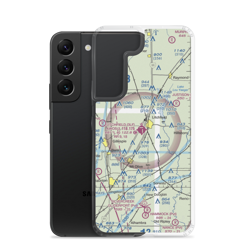 Litchfield Municipal Airport (3LF) VFR Sectional Samsung Case Samsung Galaxy S22 model shown