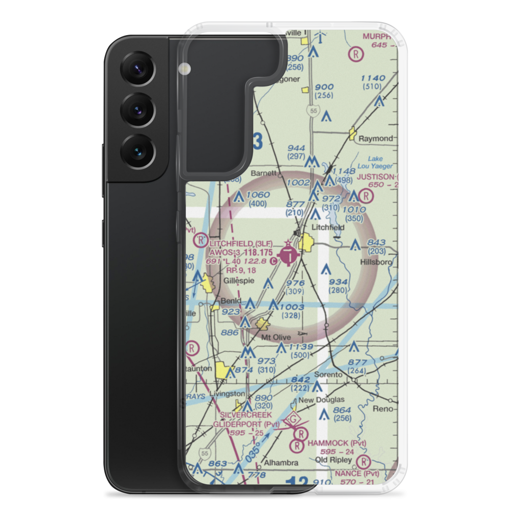 Litchfield Municipal Airport (3LF) VFR Sectional Samsung Case Samsung Galaxy S22 Plus model shown