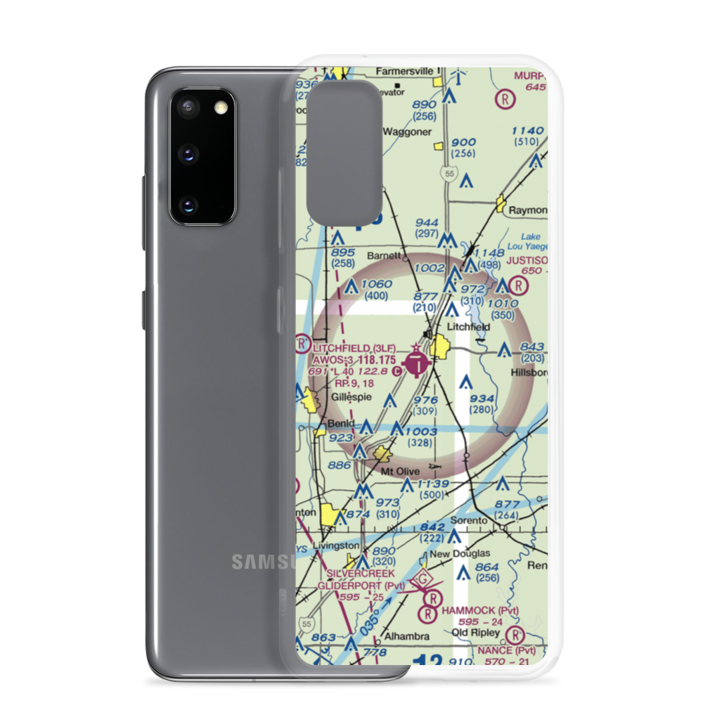 Litchfield Municipal Airport (3LF) VFR Sectional Samsung Case Samsung Galaxy S20 model shown