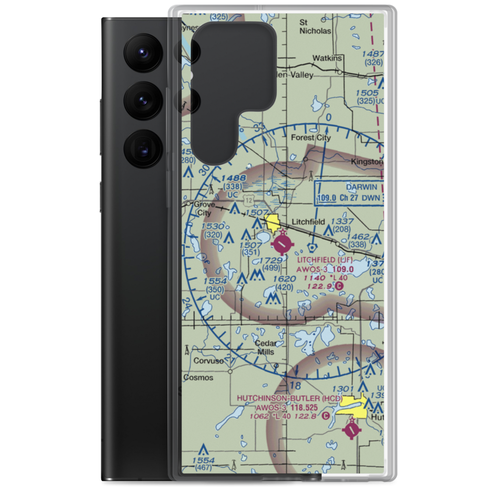 Litchfield Municipal Airport (LJF) VFR Sectional Samsung Case Samsung Galaxy S22 Ultra model shown