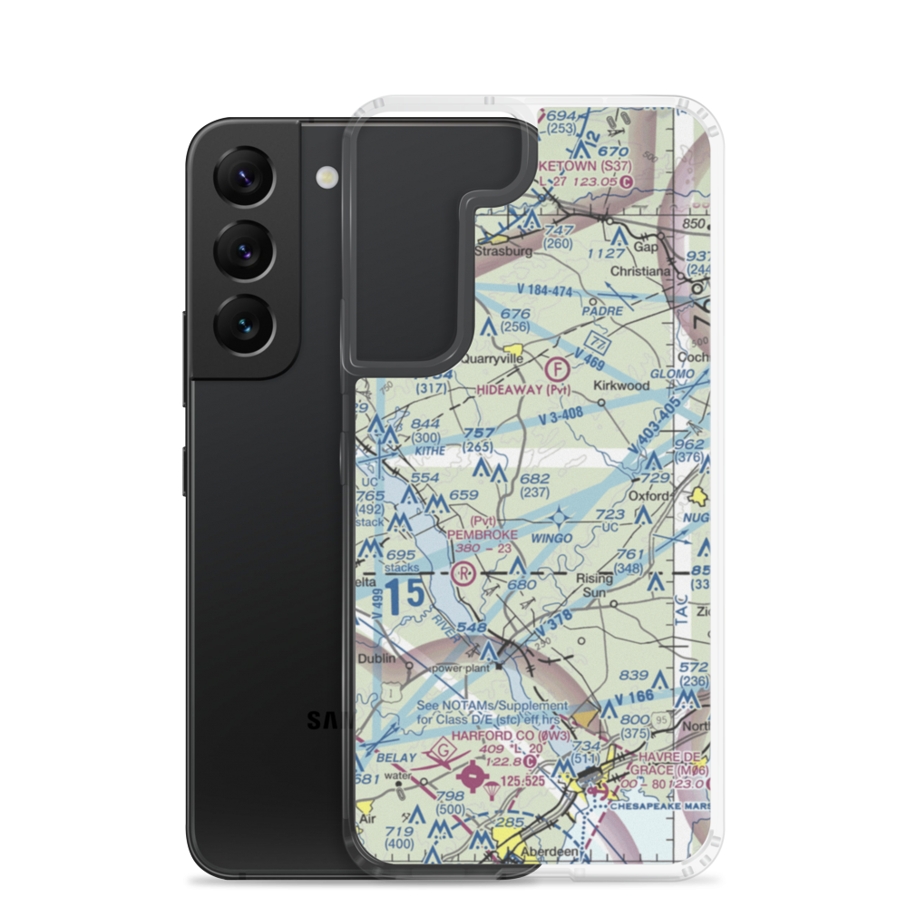 Little Britain Airport (79PA) VFR Sectional Samsung Case Samsung Galaxy S22 model shown