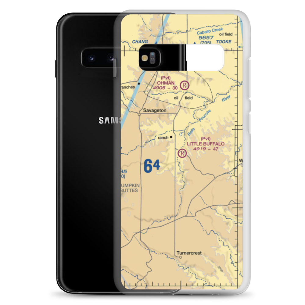 Little Buffalo Ranch Airport (WY13) VFR Sectional Samsung Case Samsung Galaxy S10+ model shown
