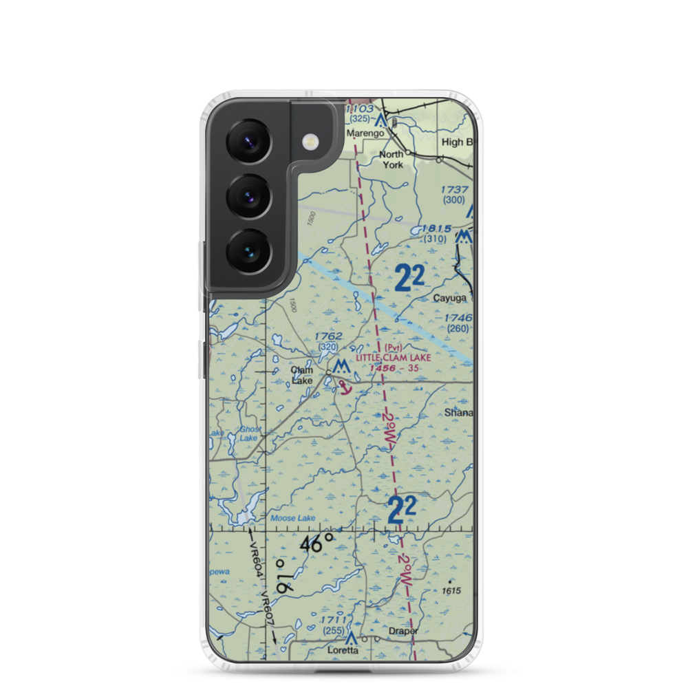 Little Clam Lake Seaplane Base (7WI1) VFR Sectional Samsung Case Samsung Galaxy S22 model shown