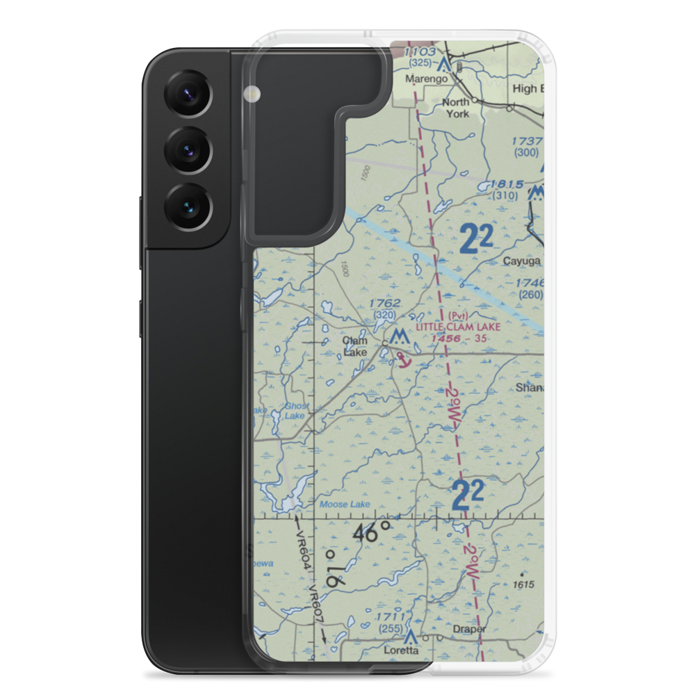 Little Clam Lake Seaplane Base (7WI1) VFR Sectional Samsung Case Samsung Galaxy S22 Plus model shown