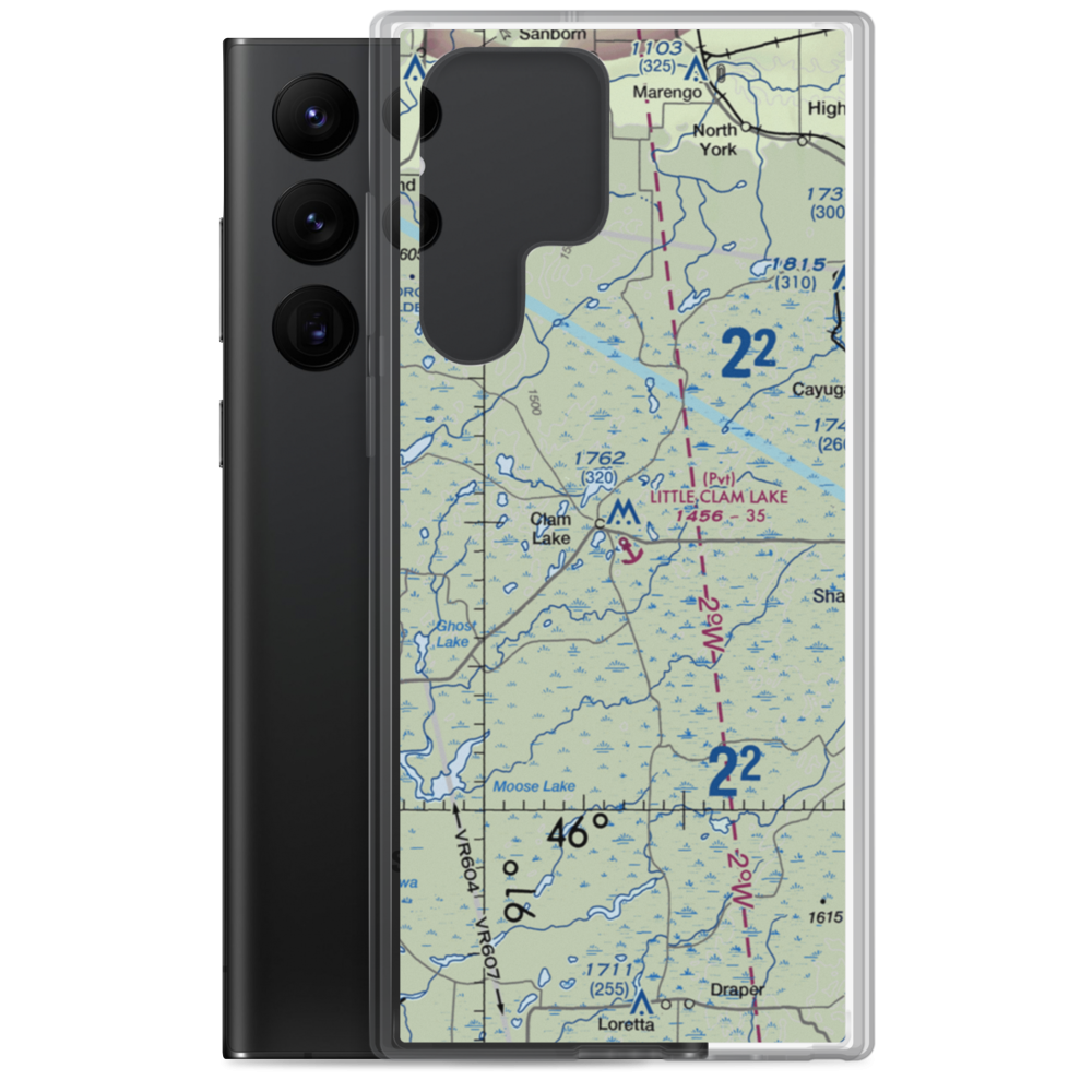 Little Clam Lake Seaplane Base (7WI1) VFR Sectional Samsung Case Samsung Galaxy S22 Ultra model shown