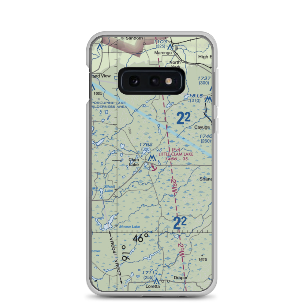 Little Clam Lake Seaplane Base (7WI1) VFR Sectional Samsung Case Samsung Galaxy S10e model shown