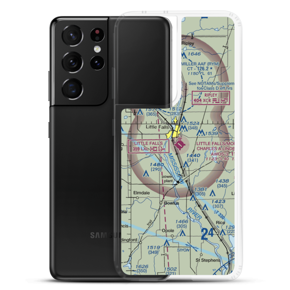 Little Falls-Morrison County-Lindbergh field (LXL) VFR Sectional Samsung Case Samsung Galaxy S21 Ultra model shown