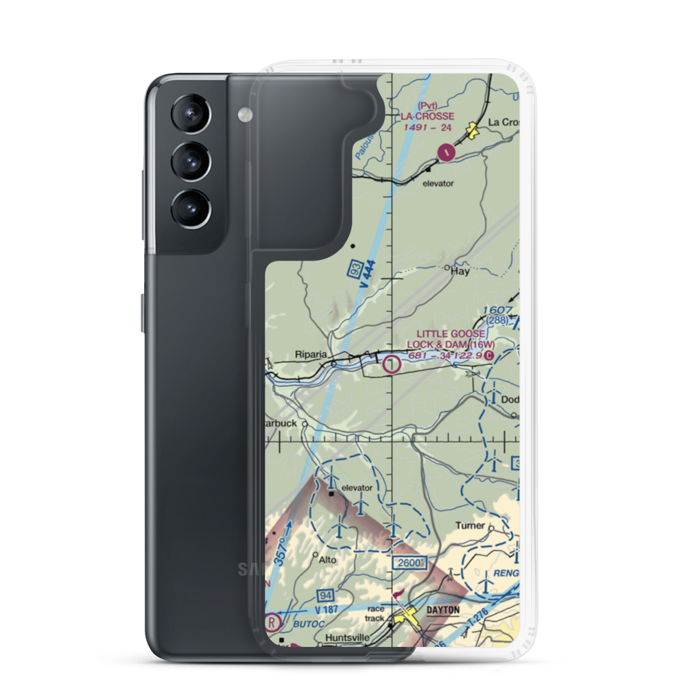 Little Goose Lock and Dam Airport (16W) VFR Sectional Samsung Case Samsung Galaxy S21 model shown