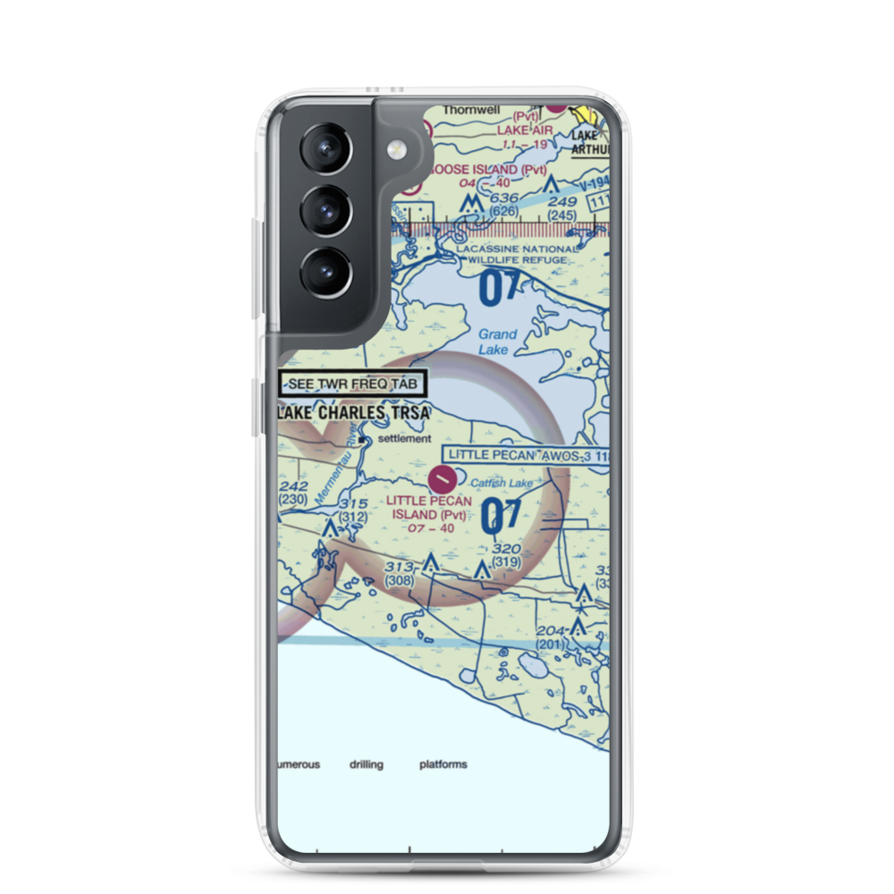 Little Pecan Island Airport (3LA4) VFR Sectional Samsung Case Samsung Galaxy S21 model shown