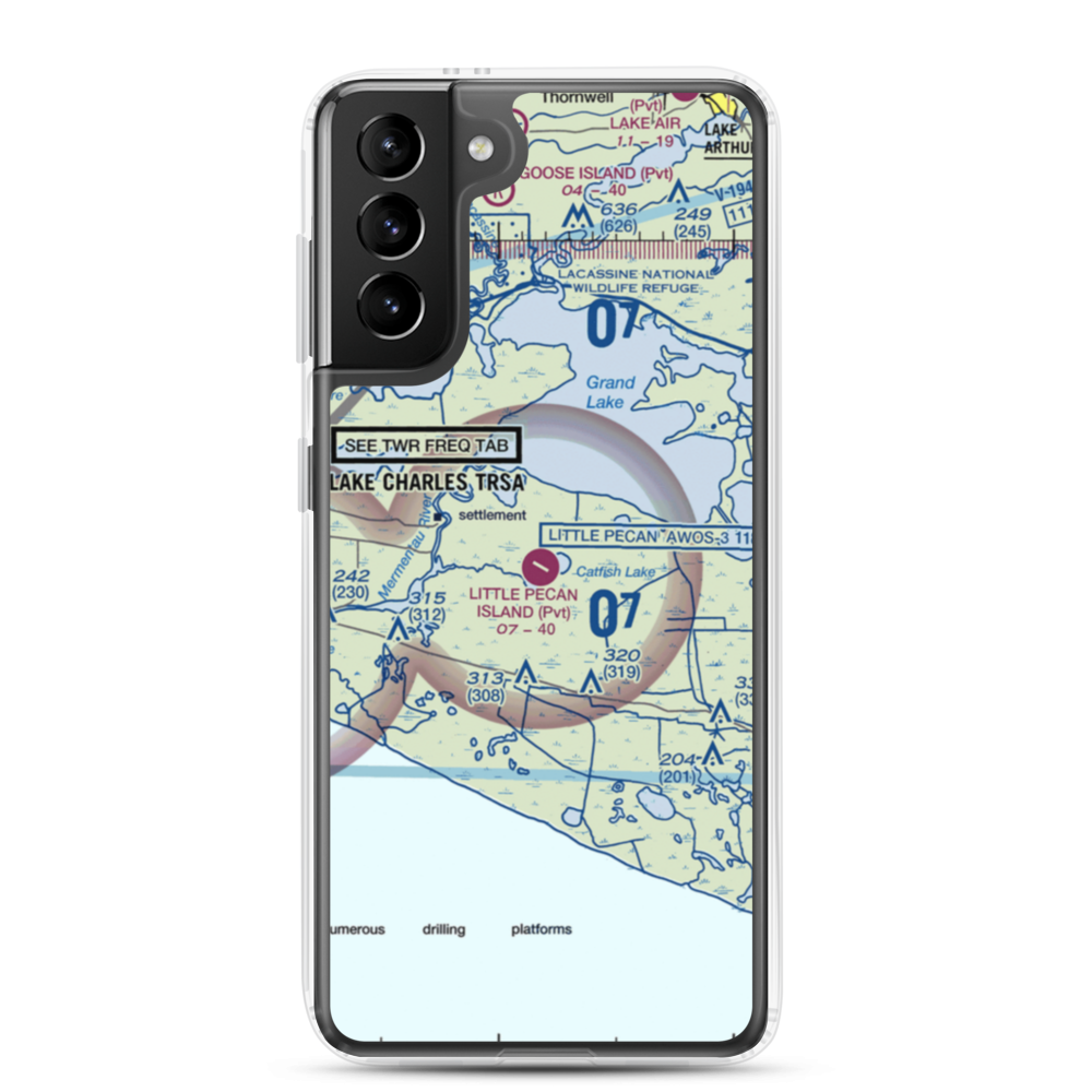 Little Pecan Island Airport (3LA4) VFR Sectional Samsung Case Samsung Galaxy S21 Plus model shown