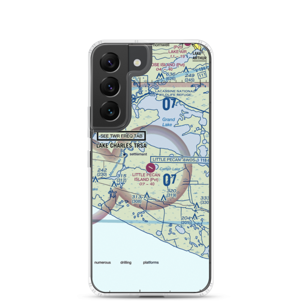 Little Pecan Island Airport (3LA4) VFR Sectional Samsung Case Samsung Galaxy S22 model shown