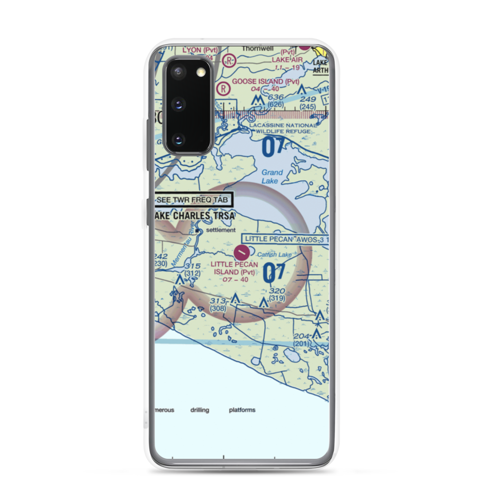 Little Pecan Island Airport (3LA4) VFR Sectional Samsung Case Samsung Galaxy S20 model shown
