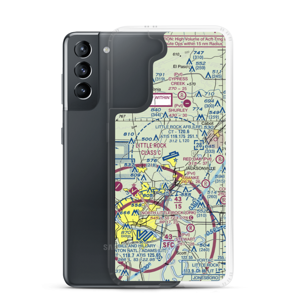 Little Rock Air Force Base (LRF) VFR Sectional Samsung Case Samsung Galaxy S21 model shown