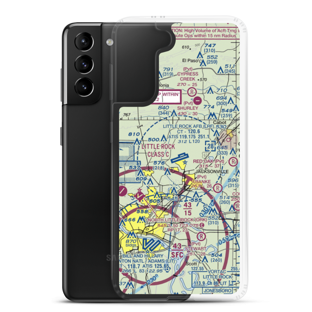 Little Rock Air Force Base (LRF) VFR Sectional Samsung Case Samsung Galaxy S21 Plus model shown