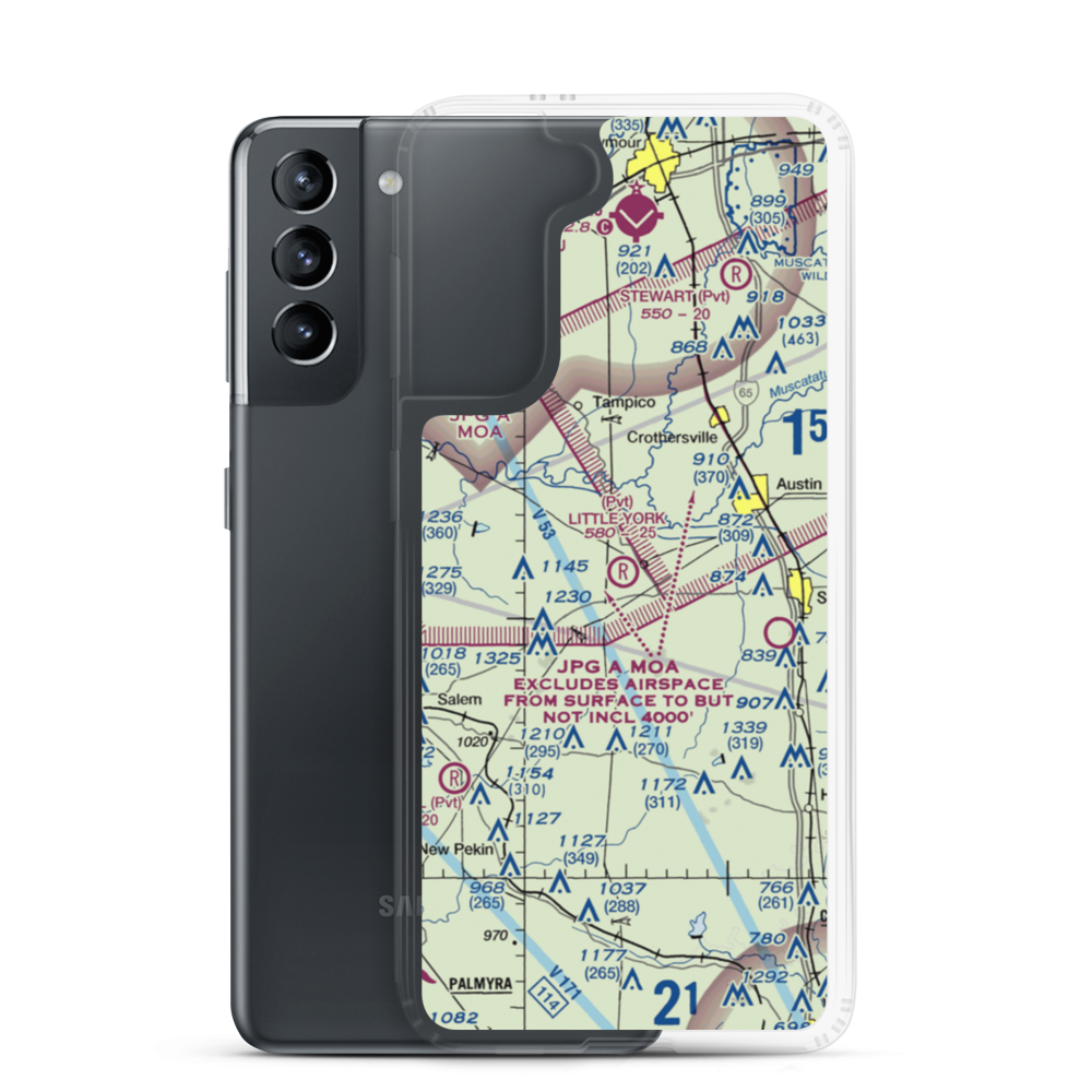 Little York Airport (63IN) VFR Sectional Samsung Case Samsung Galaxy S21 model shown