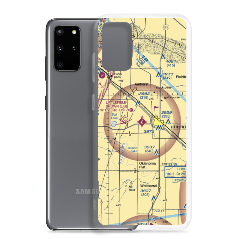Littlefield Municipal Airport (LIU) VFR Sectional Samsung Case Samsung Galaxy S20 Plus model shown