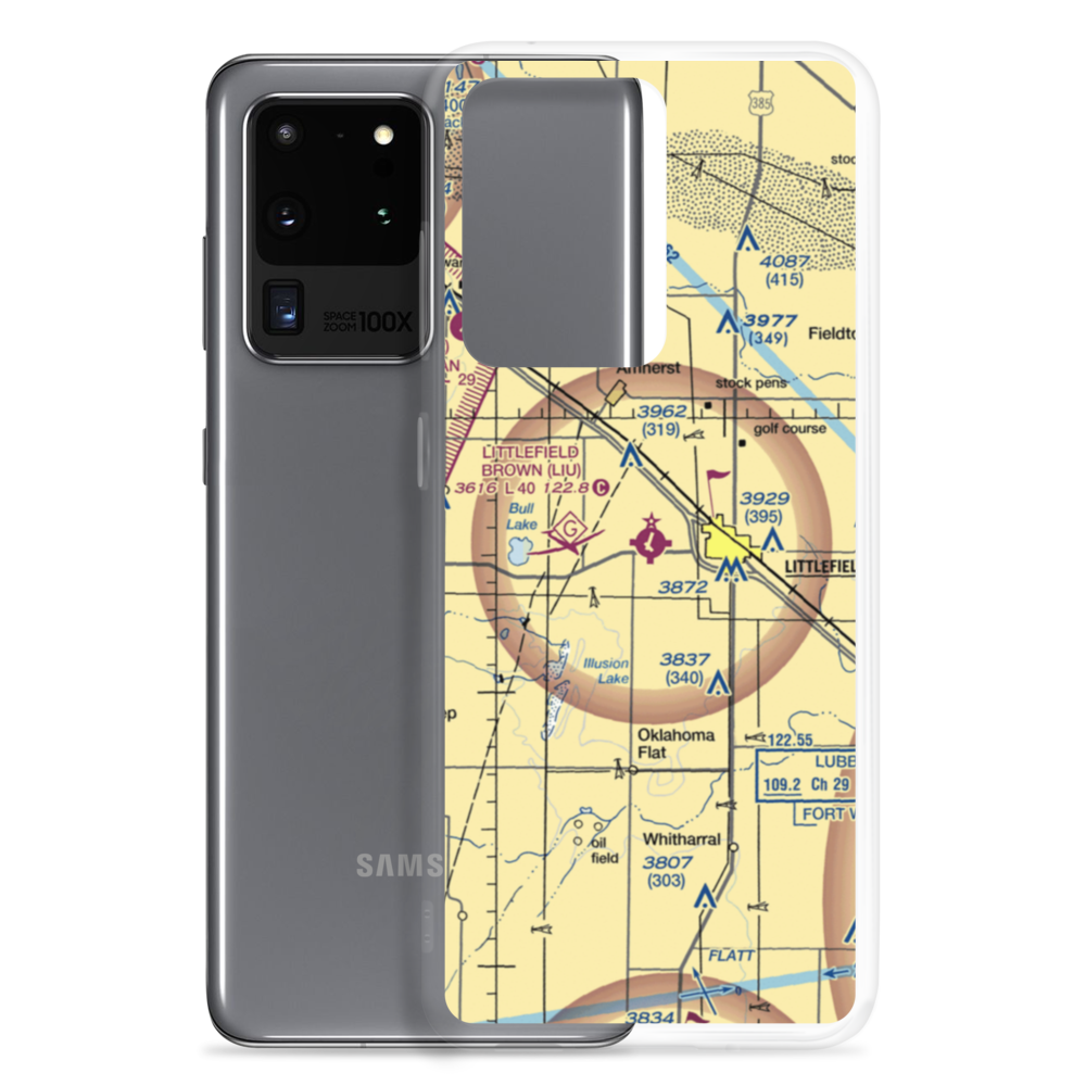 Littlefield Municipal Airport (LIU) VFR Sectional Samsung Case Samsung Galaxy S20 Ultra model shown