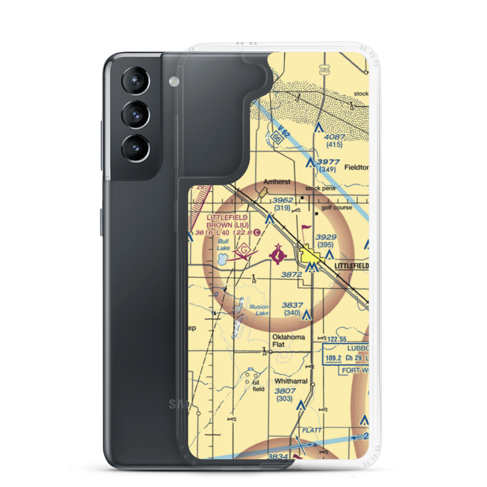 Littlefield Municipal Airport (LIU) VFR Sectional Samsung Case Samsung Galaxy S21 model shown